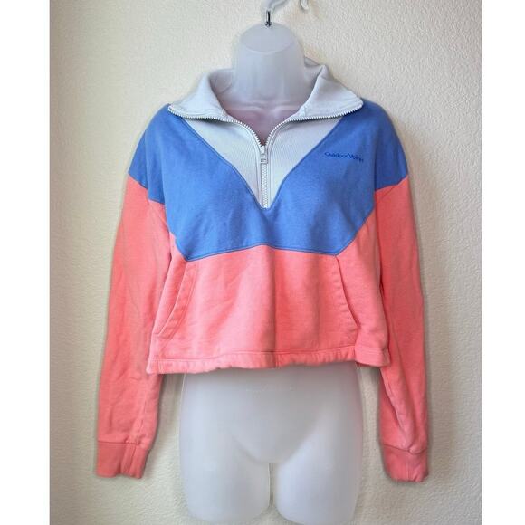 Outdoor Voices Limited Edition Retro Colorblock Cropped‎ Zip Up Sweater Size M - Picture 1 of 6